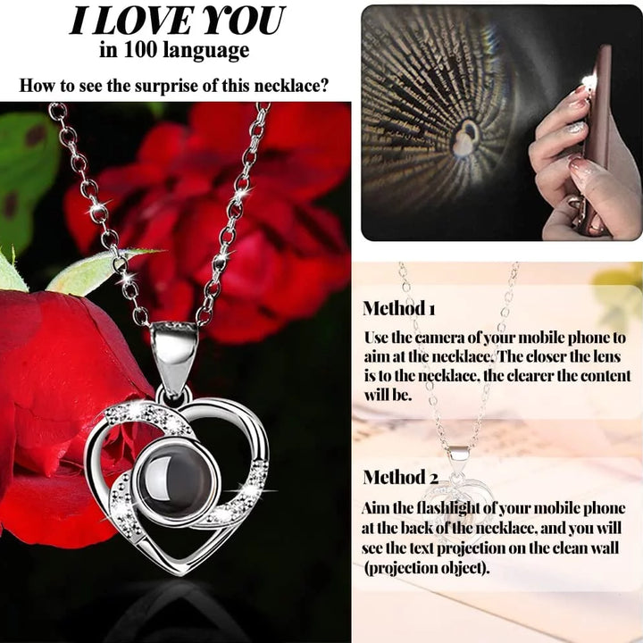 Red Rose with I Love You Necklace 100 Languages,Gifts for Mom Wife Women Sister Grandma Girlfriend,Gifts Ideas for Christmas Valentines Day Mothers Day Anniversary Birthday