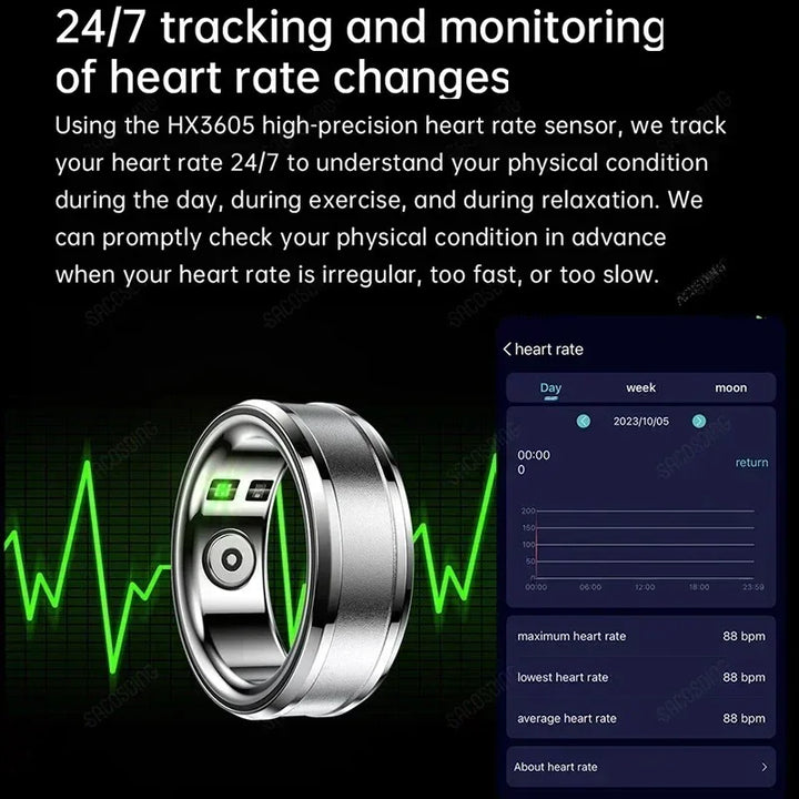 Smart Rings Intelligent Sleep Monitoring Waterproof Multifunctional Health Care Sports Ring Fitness Health Tracker for Men Women