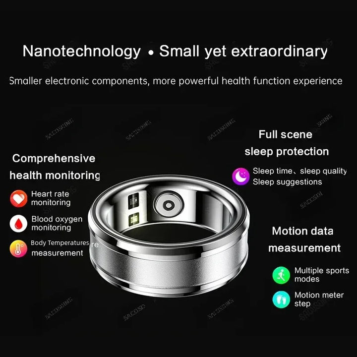 Smart Rings Intelligent Sleep Monitoring Waterproof Multifunctional Health Care Sports Ring Fitness Health Tracker for Men Women